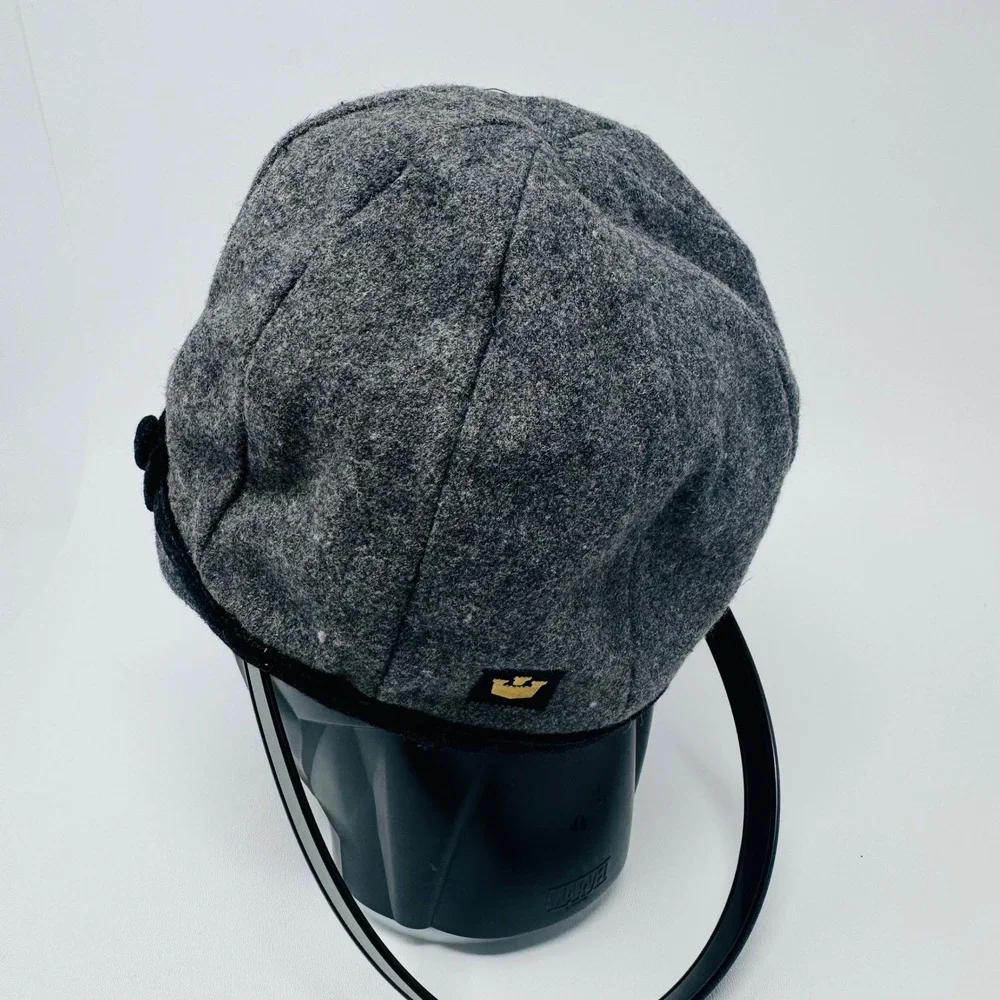 Vintage Goorin Bros Gray Wool Blend Flat‎ Cap Hat Medium Crown Logo